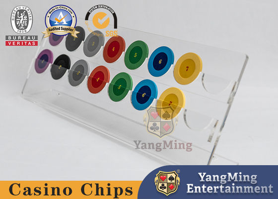 Casino Transparent Chip Rack 16 Round Texas Hold'Em Chips Coins Acrylic Display Rack