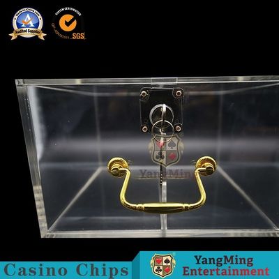 Transparent Thick Acrylic Two-Grid Chip Box Custom Metal Lock Luxury Version Portable Poker Chip Card Storage Box