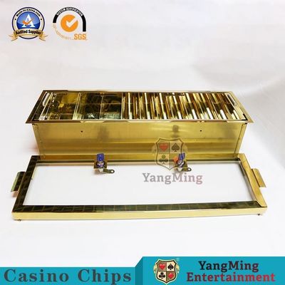 Titanium Golden Yellow Stainless Steel Metal Double-Layer Double-Locking Chip Tray High-End Poker Club Game Table Custom