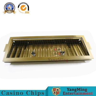 15 Grid Round Code Metal Glass Cover Casino Chip Tray Single Layer