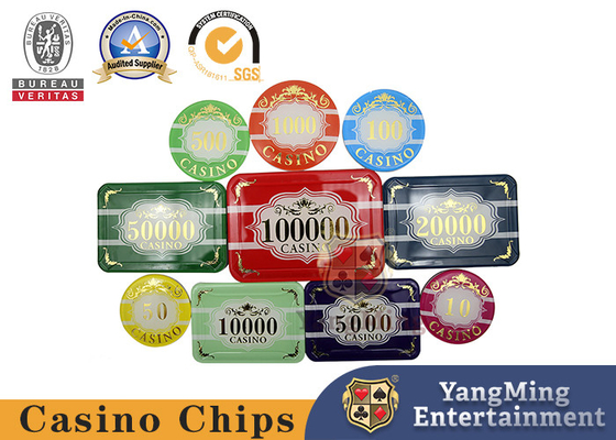 acheter La couche Crystal Acrylic Casino Poker Chip de Macao trois a placé l'estampillage d'or de 760 morceaux UV fabrication en ligne