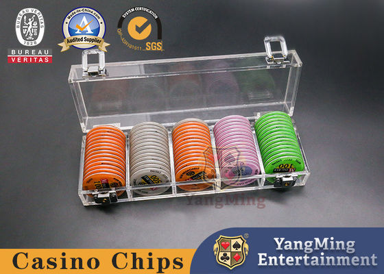 acheter 100 PCs de jeu de Tableau de tisonnier de Chip Tray With Lock Acrylic Transparent de tisonnier de casino de 45mm fabrication en ligne