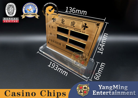 acheter Accessoires acryliques Dragon Tiger Poker Game Table Limit de jeu de casino d'écran en soie pariant le signe fabrication en ligne