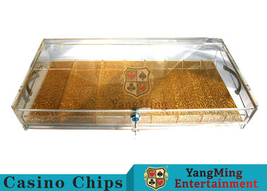 acheter Moitié de deux yards acryliques transparents de casino de poignée de Chip Case Portable With Cartridge jouant Chips Box With Lock Case fabrication en ligne