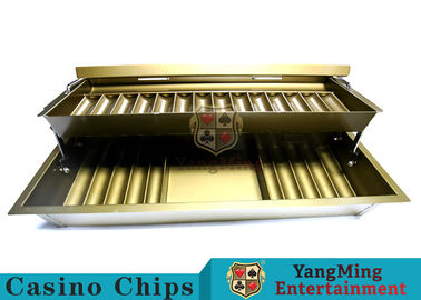 acheter Couleur jaune d'or de 15 rangées double casino Chip Tray With Two Layer Casino Chip Holder en métal de serrure de 2 couches fabrication en ligne