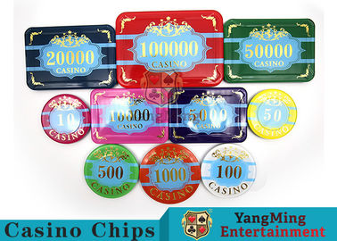 acheter Jeu de puces acrylique fait sur commande de tisonnier de casino, nouvel ensemble de tisonnier de style avec les puces numérotées fabrication en ligne