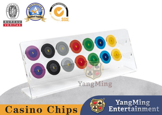 acheter Casino Transparent Rack à puces 16 ronds 40 mm Puces de poker pièces d'acrylique Display Rack personnalisé fabrication en ligne