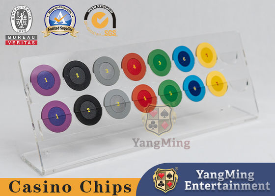 acheter Casino Plateau de jetons transparents 16 rondes Texas Hold'Em Jeux de jetons pièces Plateau d'affichage acrylique fabrication en ligne