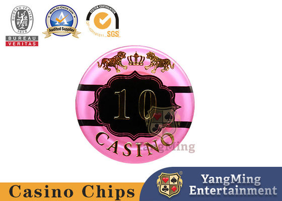 acheter Casino Baccarat Dragon Tiger Acrylique Cristal Plaqué en or Jeu de Poker Chips pièces de monnaie fabrication en ligne