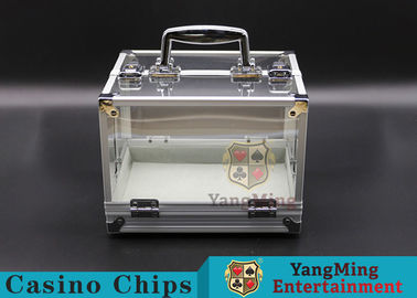 acheter Pièce élevée ouverte d'échecs de transparent de cadre d'alliage de poignée du double 600PCS Texas Chip Lockable Cash Box/d'aluminium fabrication en ligne