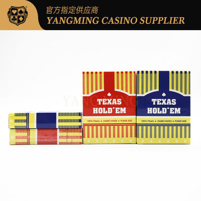 acheter Les cartes à jouer en plastique de club de Texas Hold'Em ont givré le logo adapté aux besoins du client par rouge et bleu fabrication en ligne