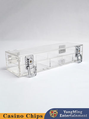 acheter 100 pièces 5 rangées Acrylique Poker Baccarat Ceramique Boîte à puces en argile avec boîtier à puces verrouillé transparent fabrication en ligne