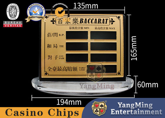 acheter Le jeu de société acrylique transparent d'or de divertissement de tisonnier de baccara a limité la carte rouge Texas Chip Table Manual Digital Sign fabrication en ligne
