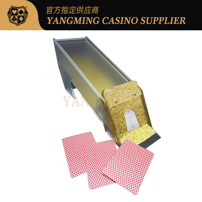 acheter Sabot de croupier de table de jeu en or jaune personnalisé en acrylique givré à 8 jeux, mélangeur de cartes à jouer givrées fabrication en ligne