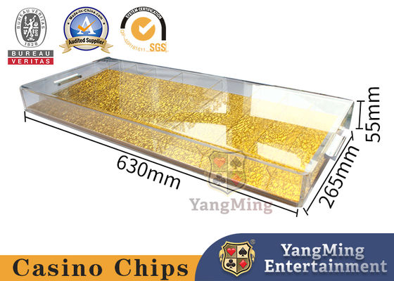 acheter Le fond portatif Chip Holder de plastique acrylique de fil d'or de Chip Tray Dragon Tiger Baccarat Table Translucent de casino fabrication en ligne