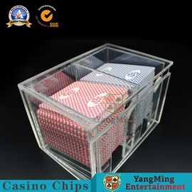 acheter Boîte acrylique claire de Dragon Tiger Baccarat Dedicated Two Sides de support d'écart de carte de jeu de plate-formes du casino 8 fabrication en ligne