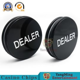 acheter Écran en soie blanc noir fait sur commande des marqueurs 76mm de baccara de casino gravant Texas Holdem Button fabrication en ligne
