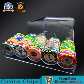 acheter des rangées 100pcs 5 de jetons de poker de caisse support intermédiaire de jeu acrylique transparent rond du plastique 40mm complètement fabrication en ligne