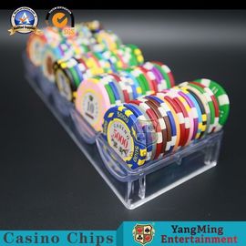 acheter 3.3mm Thinkness Clay Gambling Casino Chip Tray plein Chips Case de plastique transparent 100PCS fabrication en ligne