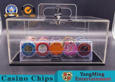 acheter Jeu transparent métallique de Tableau de baccara de caisse acrylique de jeton de poker de fer + de serrure plein fabrication en ligne