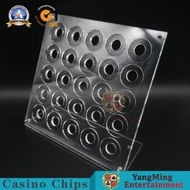 acheter Les pleins jetons de poker acryliques clairs enferment le présentoir rond des puces 25pcs fabrication en ligne