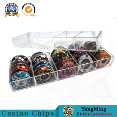 acheter Acrylique épais fait sur commande de club 100 yards de tisonnier verrouillable Chips Tray de Anti-contrefaçon de Chip Box Full Transparent Round 50mm fabrication en ligne