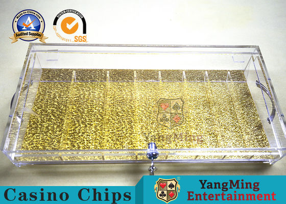 acheter Grille 8 acrylique transparente de haute qualité avec la serrure Chip Box Gambling Poker Table autour de la main carrée de fil d'or de combinaison fabrication en ligne