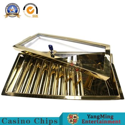 acheter L'électrodéposition à une seule couche d'or titanique a fermé à clef des accessoires de Chip Tray For Private Clubs Metal Chip Box Poker Table Table fabrication en ligne