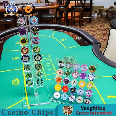 acheter accessoires ronds acryliques Chip Coin Display Rack de jeu de casino de 16Pcs 40mm fabrication en ligne