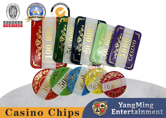 acheter Haut tisonnier de bronzage acrylique transparent Clay Chips de baccara de deux couches fabrication en ligne
