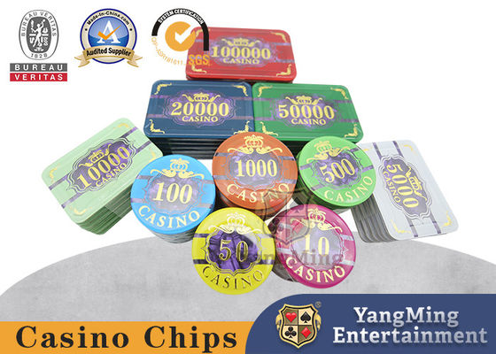 acheter Acrylique Shell Pattern Design Bronzing Ceramic Clay Casino Chips de 3 couches fabrication en ligne