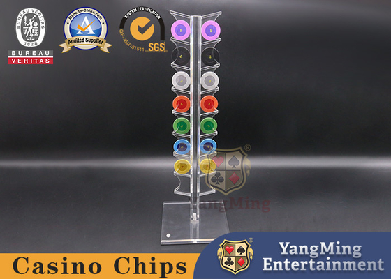 acheter Support rond entièrement transparent de Chip Roulette Table Casino Display de tisonnier de 8 morceaux fabrication en ligne