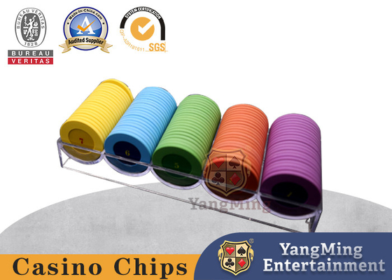 acheter Acrylique translucide 5 rangées 40mm Poker Ceramique plateau à puces Casino Entretien Table Jeu Plateau à puces fabrication en ligne
