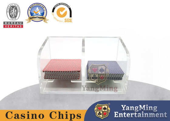 Boîte à cartes entièrement transparente en acrylique 2 déchets Niuniu Casino Table de poker Table de jeu de carte