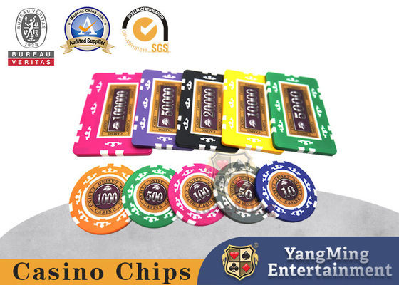 Baccarat Texas Casino Table Customized ABS Clay Poker Chip Set With Film Design