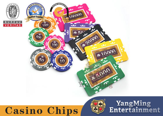 International Casino Table Customized ABS Clay Texas Hold'Em Chip Set With Film Design