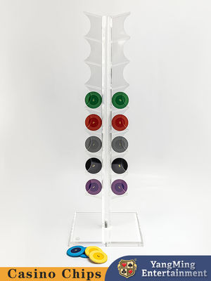Table de jeu de roulette Porteur de jetons de poker acrylique avec 16 jetons circulaires transparents