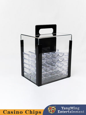 Le casino ébrèche le tisonnier acrylique classique Chip Fully Transparent Carrier du cas 1000pcs pour le tisonnier Chip With Handle de 40MM ou de 43MM