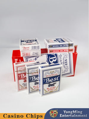 Les meilleures cartes en papier 555 de marque Blue Core 100% cartes de jeu de club de poker en papier 3,3 mm Thinkness Factory Stock