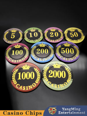 Vente en gros de jetons acryliques sur mesure à la couronne de blé Baccarat Texas Hold'em Jeux occasionnels