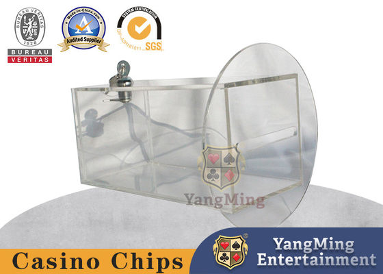 Jeux de hasard Baccarat Table de poker Jeux de cartes Acrylique Drop Box Porteur de trésorerie Noir Fond rond Avec verrou métallique