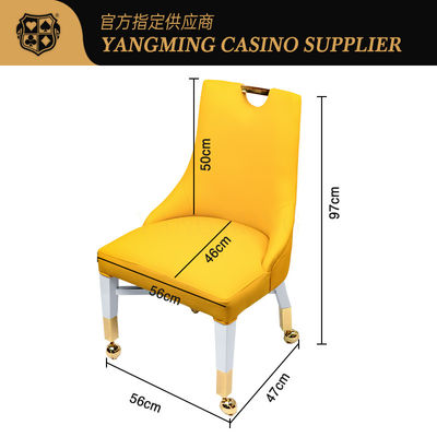 Chaises de casino personnalisées en cuir en bois massif Chaises de joueur de casino avec roues en or