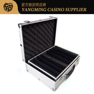Jeu de jetons de poker avec coffret de jetons verrouillable, coffret de jetons en aluminium argenté, accessoires de casino