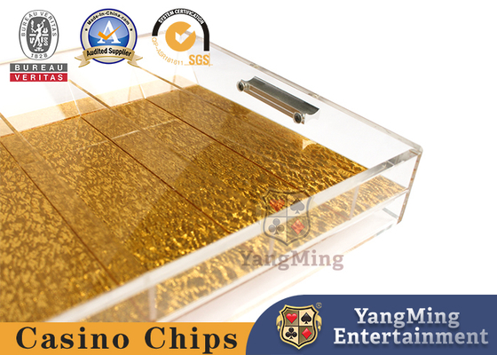 Fente acrylique Haut-transparente de haute qualité importée Chip Case de grille de Chip Tray Poker Table Game Tabletop 9 de fil d'or