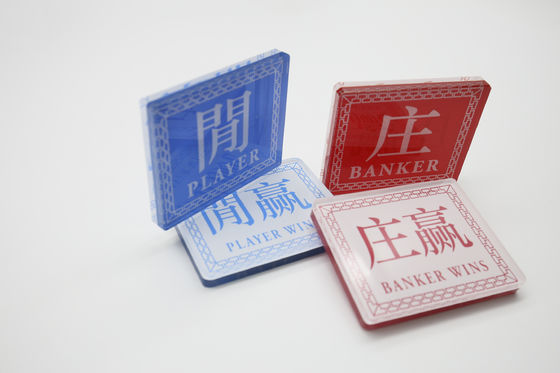 Impression double face rouge et bleue de Crystal Acrylic Baccarat Chinese Haut-transparent et de plat anglais de code de revendeur d'écran