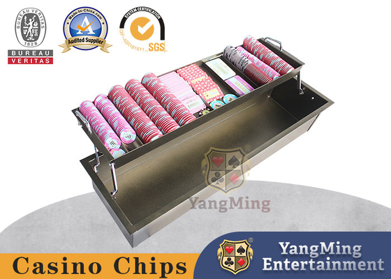 12 grille double couche de code rond Code carré avec verrou poker argile boîte de puces en céramique plateau de puces en fer