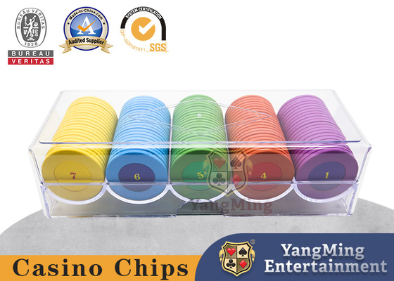 100 morceaux 5 de couleurs de tisonnier acrylique rayé Chip Case E de 11,5 grammes