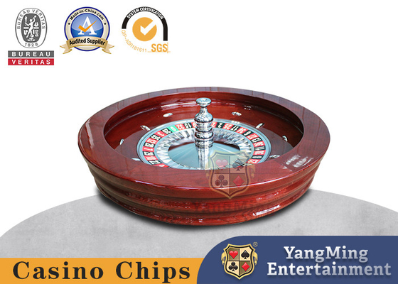 Roue de roulette en bois de luxe - Mahogany rouge/brun avec disposition double zéro, roulements de précision de qualité casino
